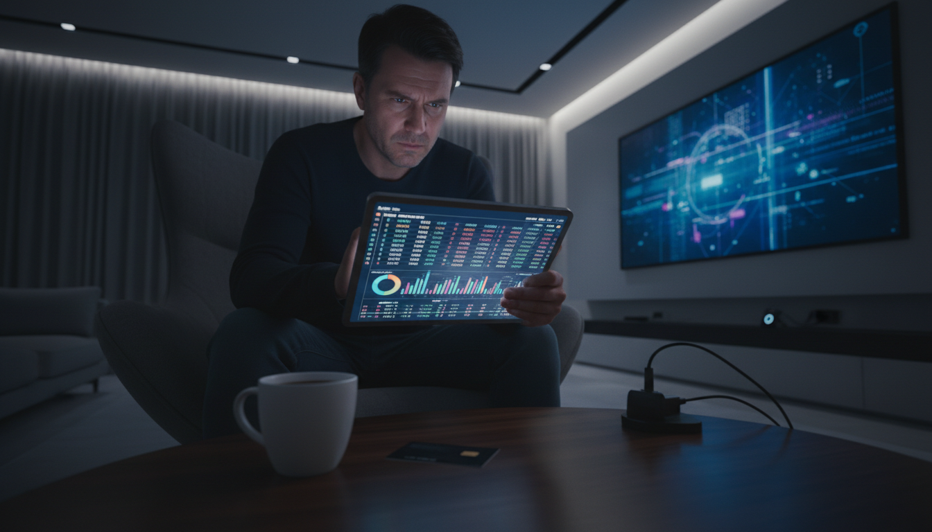 Gracz analizujący statystyki gier hazardowych na tablecie